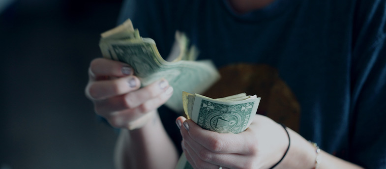 woman handling money